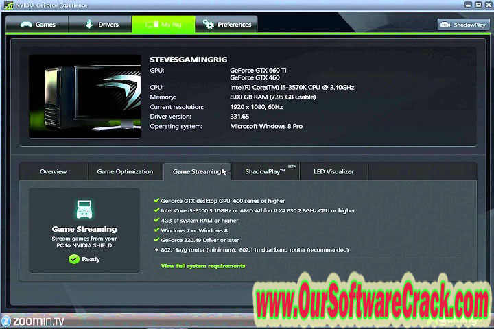 NVIDIA GeForce Experience v3.26.0.131 Free Download with patch