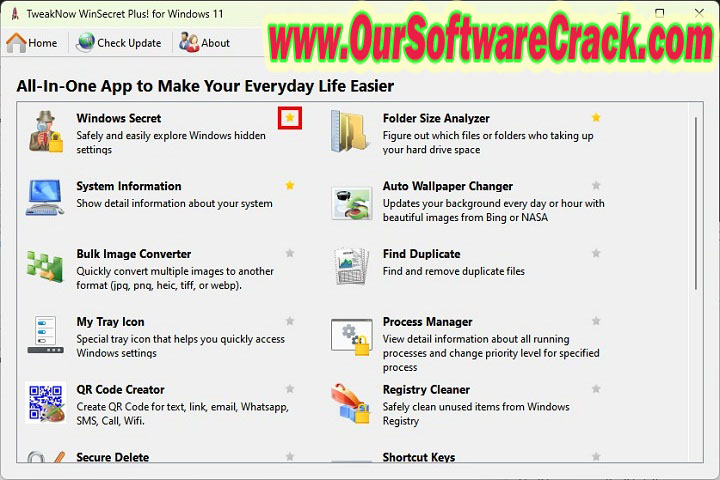 TweakNow WinSecret Plus v3.4 PC Software