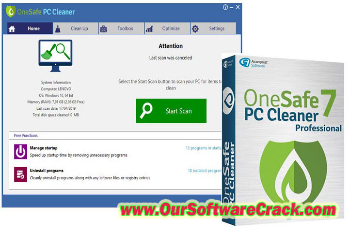 OneSafe PC Cleaner Pro 9.2.0.1 PC Software with keygen