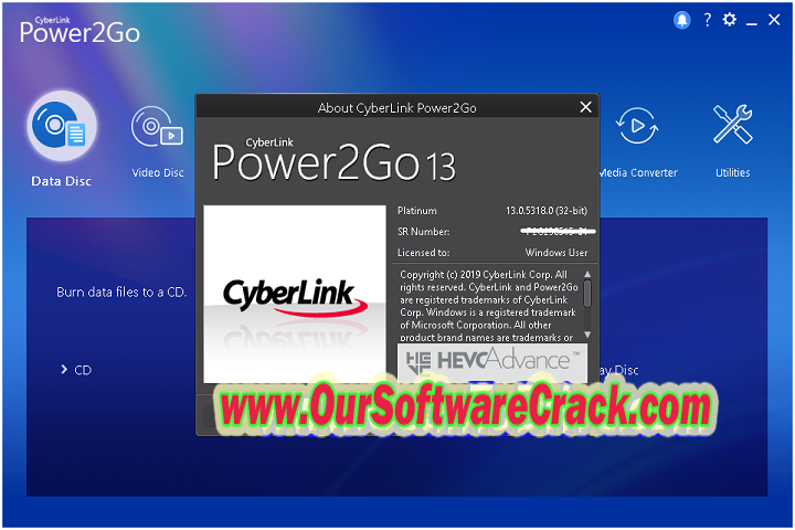 Cyber Link Power2Go Platinum 13.0.5318.0 PC Software with patch