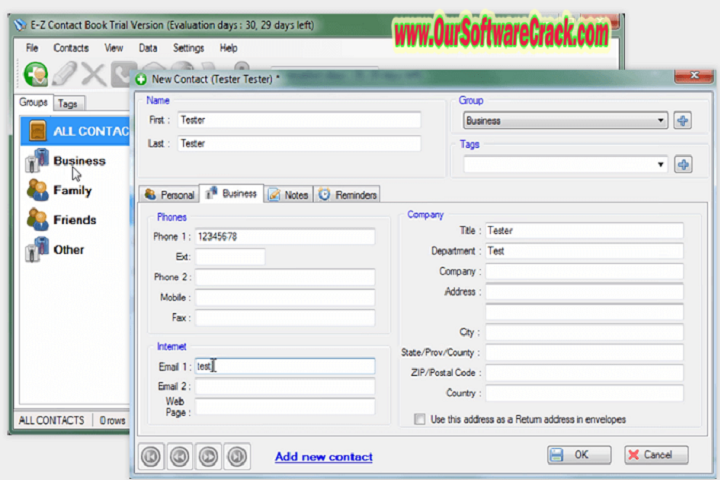 E-Z Contact Book v5.1.3.82 PC Software with keygen