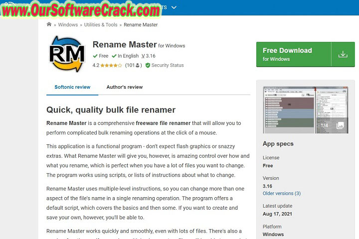 Rename Master v3.20 Software Our Software crack PC